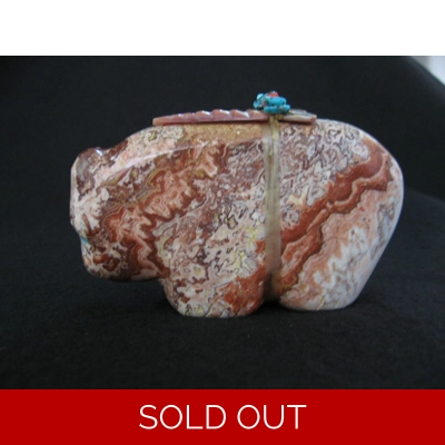 Rossetta Jasper Bear 3-1/2" L x  2 "H by Lena Boone Authentic Zuni Art